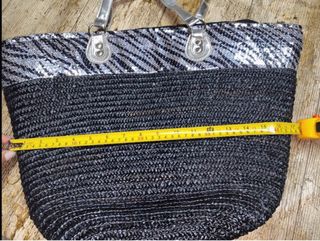 Borsa paglia nera con paillettes