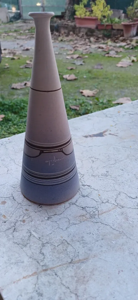 Vaso ceramica beige e blu