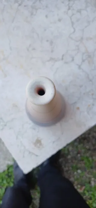 Vaso ceramica beige e blu