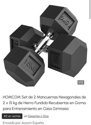 Set 2 Mancuernas Hexagonales 15 kg