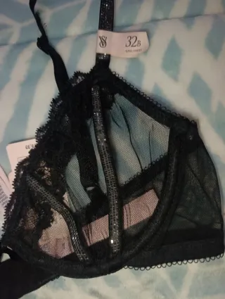 Sujetador Victoria's Secret Negro Brillo Nuevo