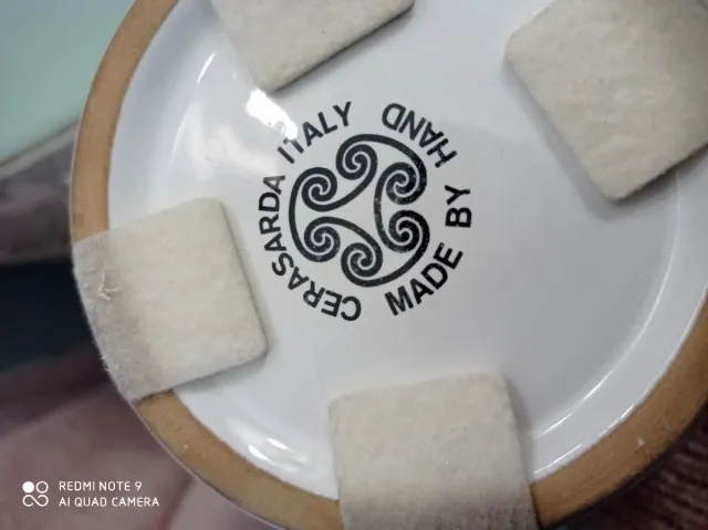 Vaso Ceramica Sarda Bianco con Corda in terracotta