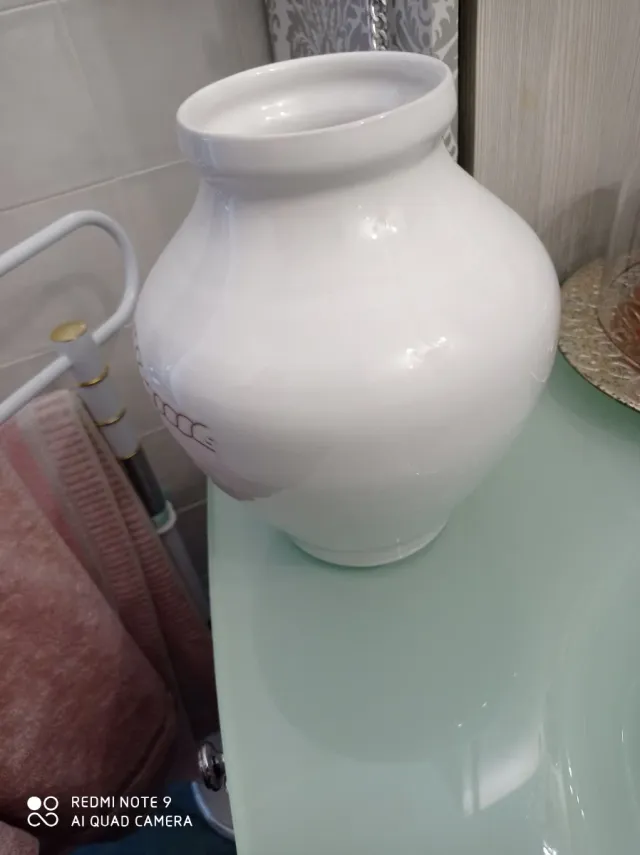 Vaso Ceramica Sarda Bianco con Corda in terracotta