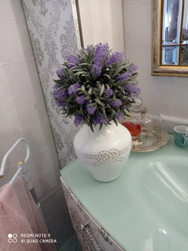 Vaso Ceramica Sarda Bianco con Corda in terracotta