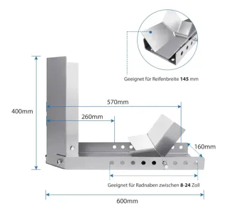 Soporte Carga Moto Remolque 145mm