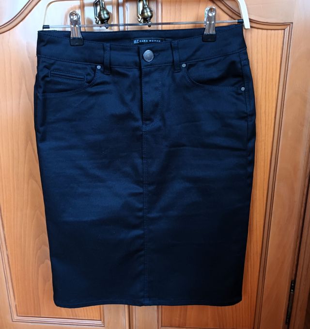 Falda Zara Negra Elástica Talla 34-38