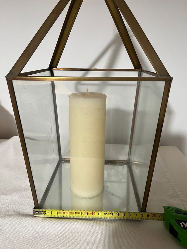 Portavelas cristal y metal dorado Hábitat