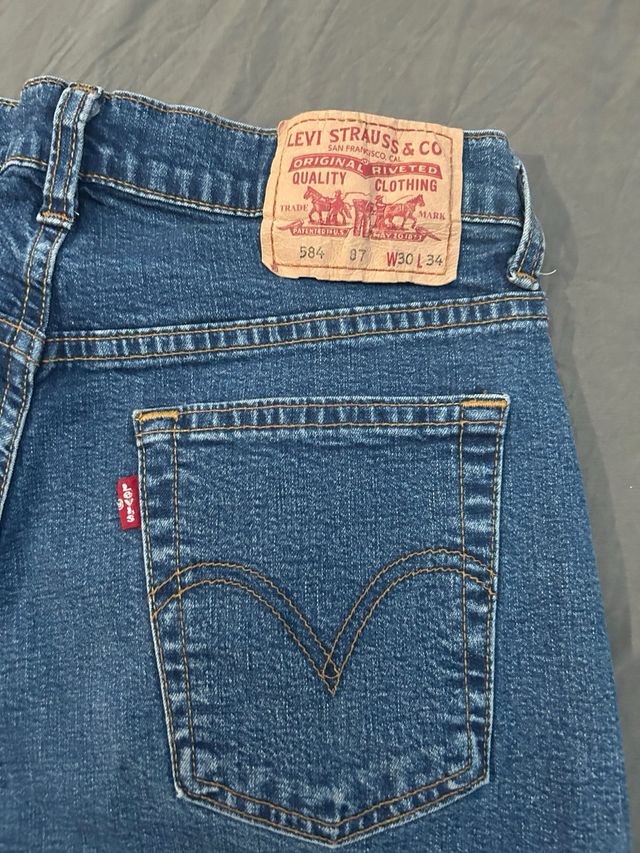 Pantalón Campana Levi's Azul Elásticos Talla 30x34