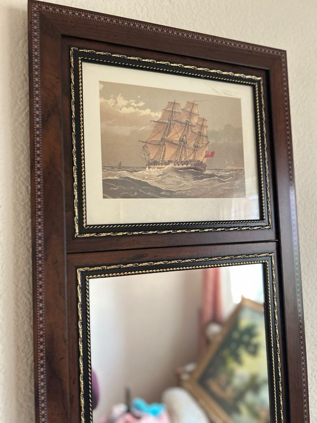 Espejo Madera con Lámina Barco