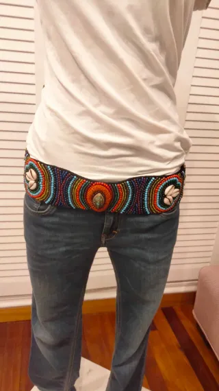 Cinturón ancho abalorios multicolor