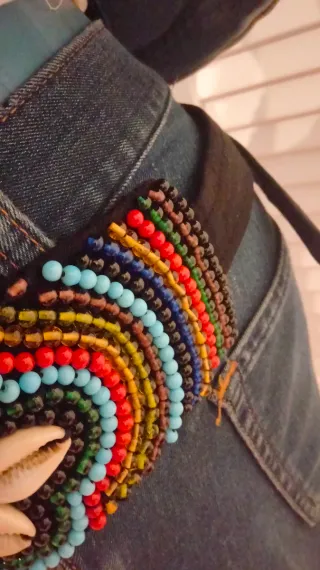 Cinturón ancho abalorios multicolor