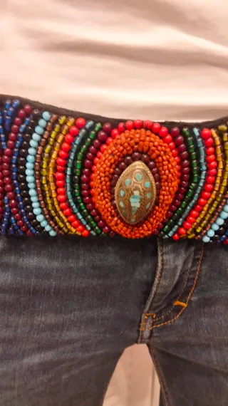 Cinturón ancho abalorios multicolor