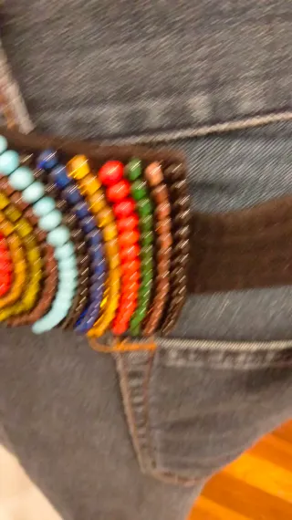 Cinturón ancho abalorios multicolor