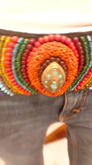 Cinturón ancho abalorios multicolor