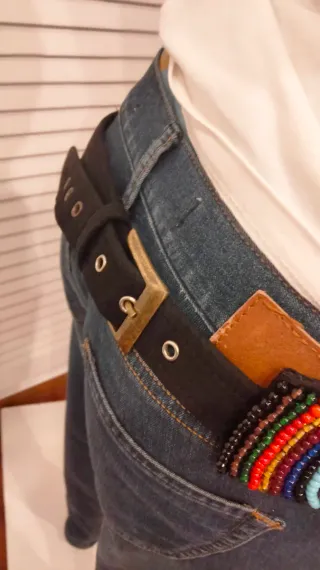 Cinturón ancho abalorios multicolor