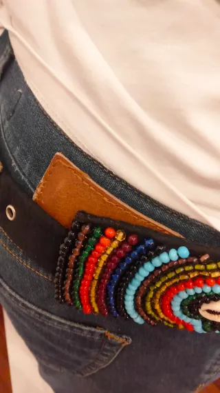 Cinturón ancho abalorios multicolor