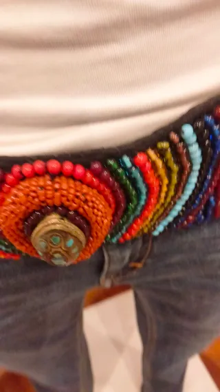 Cinturón ancho abalorios multicolor