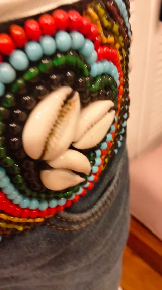 Cinturón ancho abalorios multicolor