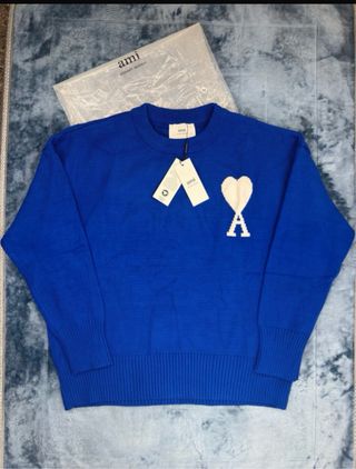 Ami Paris Jersey Azul Corazón Blanco Talla M