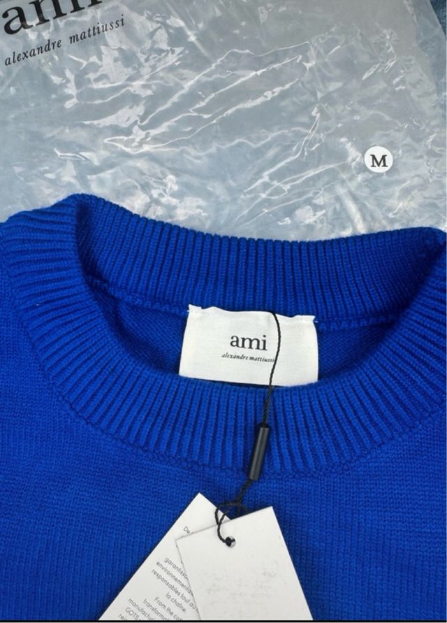 Ami Paris Jersey Azul Corazón Blanco Talla M