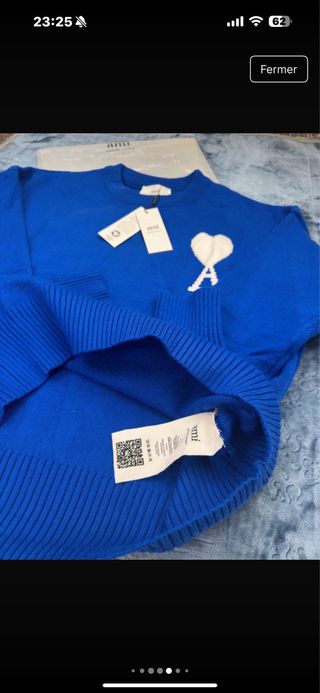 Ami Paris Jersey Azul Corazón Blanco Talla M