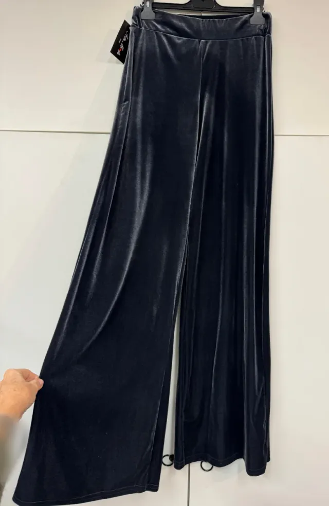 Pantalón Palazzo Terciopelo Gris