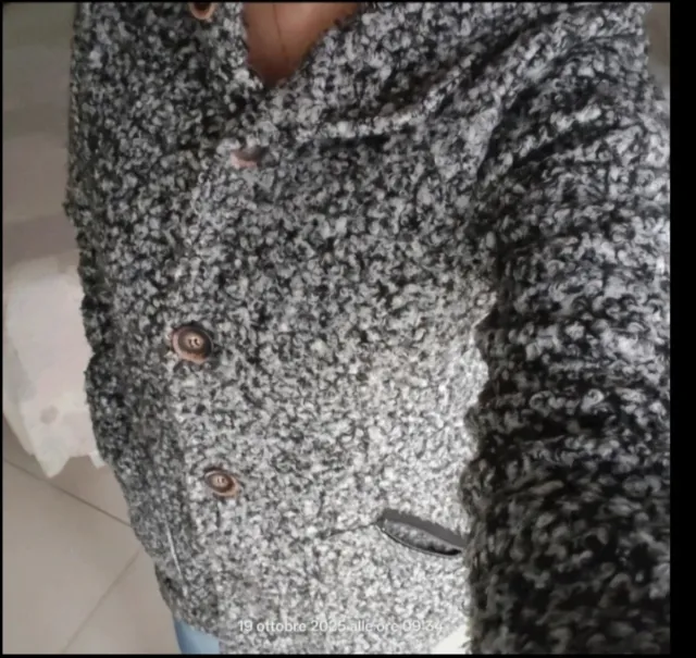 Cappotto donna fantasia grigio nero