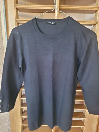 Maglione donna nero con bottoni
