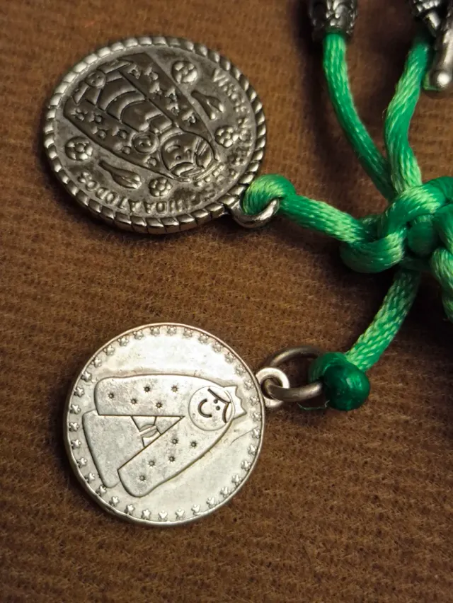 Pulsera mexicana Virgen plata y verde