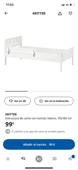 Cama infantil con barrera protectora