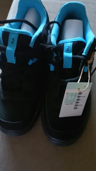 Zapatillas senderismo negras y azules T-37 d chico