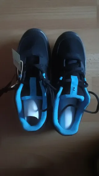 Zapatillas senderismo negras y azules T-37 d chico