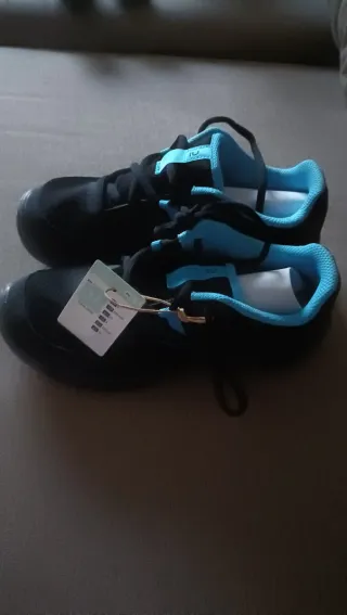 Zapatillas senderismo negras y azules T-37 d chico