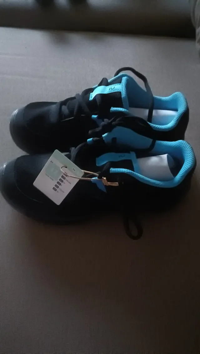 Zapatillas senderismo negras y azules T-37 d chico