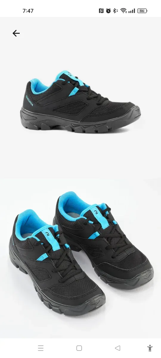 Zapatillas senderismo negras y azules T-37 d chico