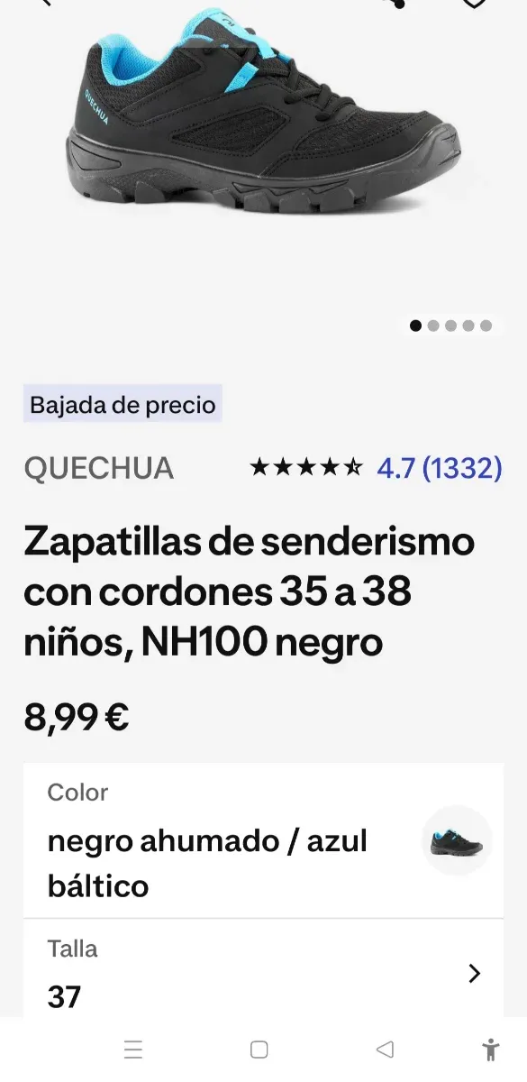 Zapatillas senderismo negras y azules T-37 d chico