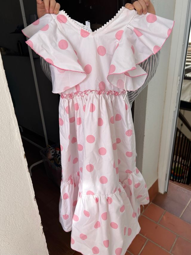 Bata Rociera Flamenca Lunares Rosa