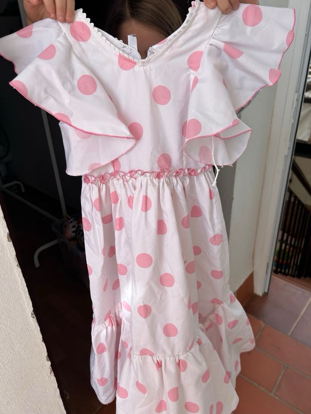 Bata Rociera Flamenca Lunares Rosa