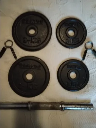 Set Mancuernas y Barra Pesas 2kg 1kg