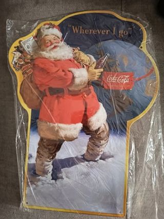 Cartel Chapa Coca Cola Santa Claus Wherever I Go