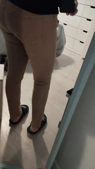 Pantalones Massimo Dutti Beige Mujer