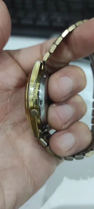Seiko 5 automático vintage reloj Bañado en oro dor