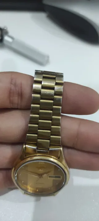 Seiko 5 automático vintage reloj Bañado en oro dor