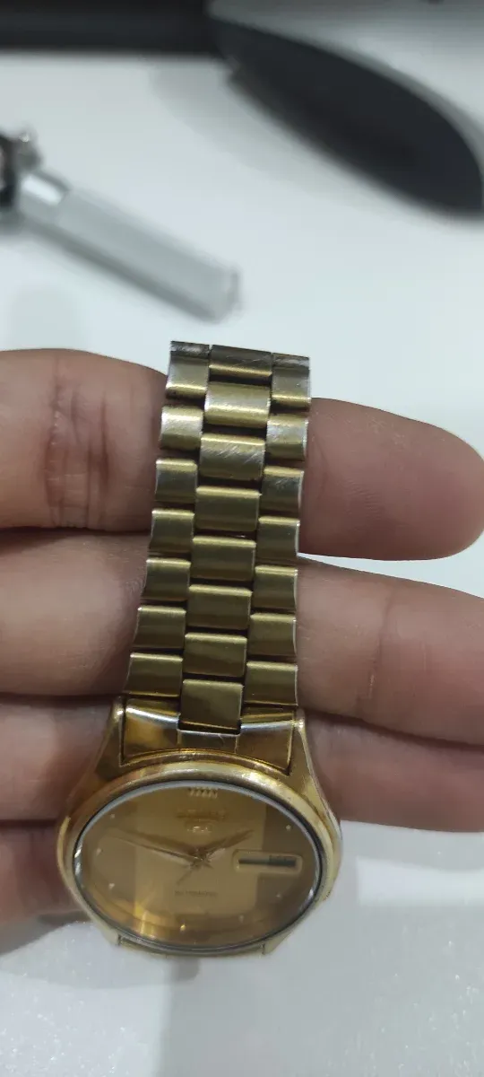 Seiko 5 automático vintage reloj Bañado en oro dor