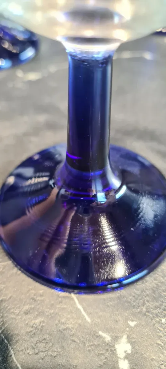 Set 6 Calici Vintage Vetro Blu Trasparente