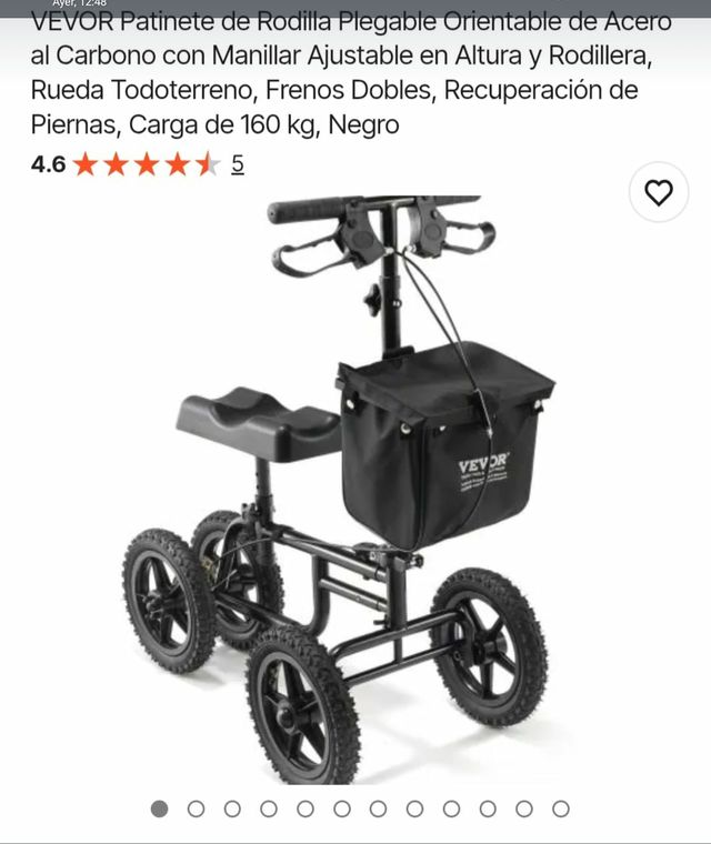 Patinete de Rodilla VEVOR Plegable Negro