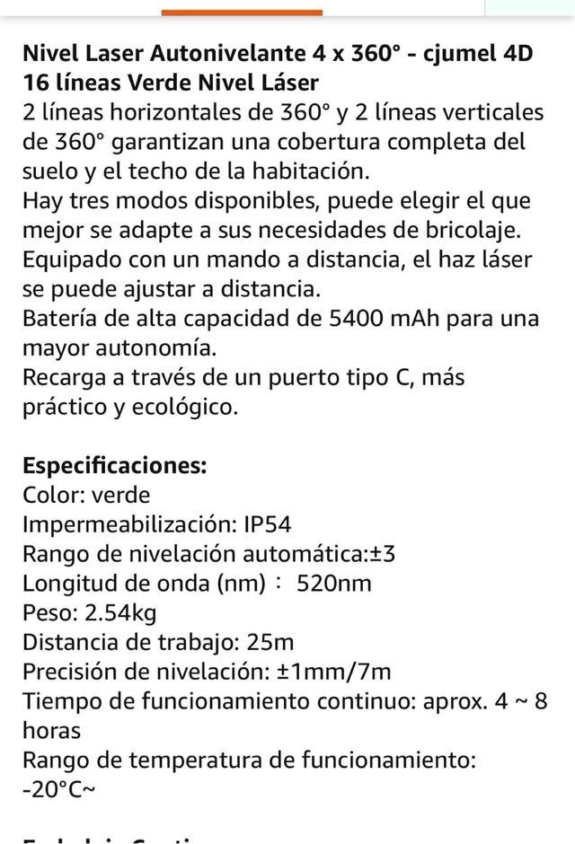 Nivel Láser 4D 16 Líneas Autonivelante