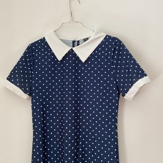Vestito donna a pois blu e bianco taglia M