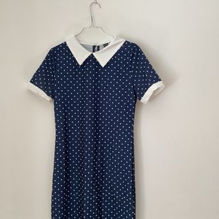 Vestito donna a pois blu e bianco taglia M
