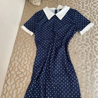 Vestito donna a pois blu e bianco taglia M